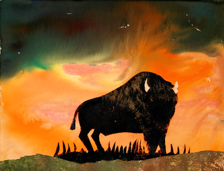 Standing Strong - A buffalo painting by artist Sandy Swallow